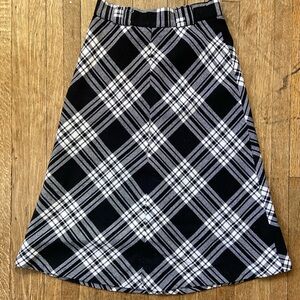 Vintage Black & White Plaid A-Line Skirt